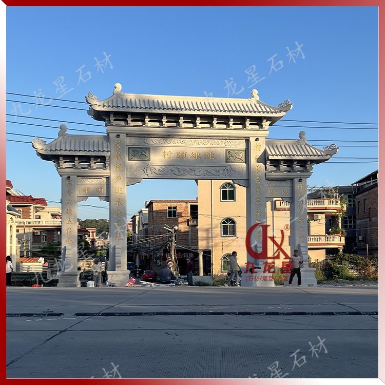 村口三門(mén)石雕牌坊主門(mén)寬度怎么設(shè)計(jì)？設(shè)計(jì)要點(diǎn)有哪些 