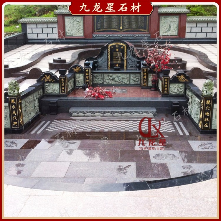 惠安花崗巖家族石雕墓｜中式墓園石碑整套石材構(gòu)件雕刻安裝